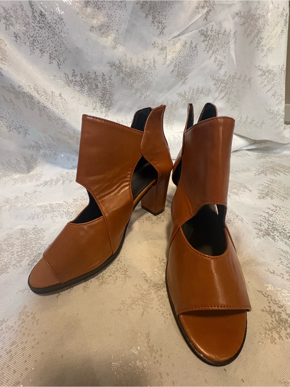 Women's Open-Toe Cutout Ankle Boots - Brown - Picture 3 of 10